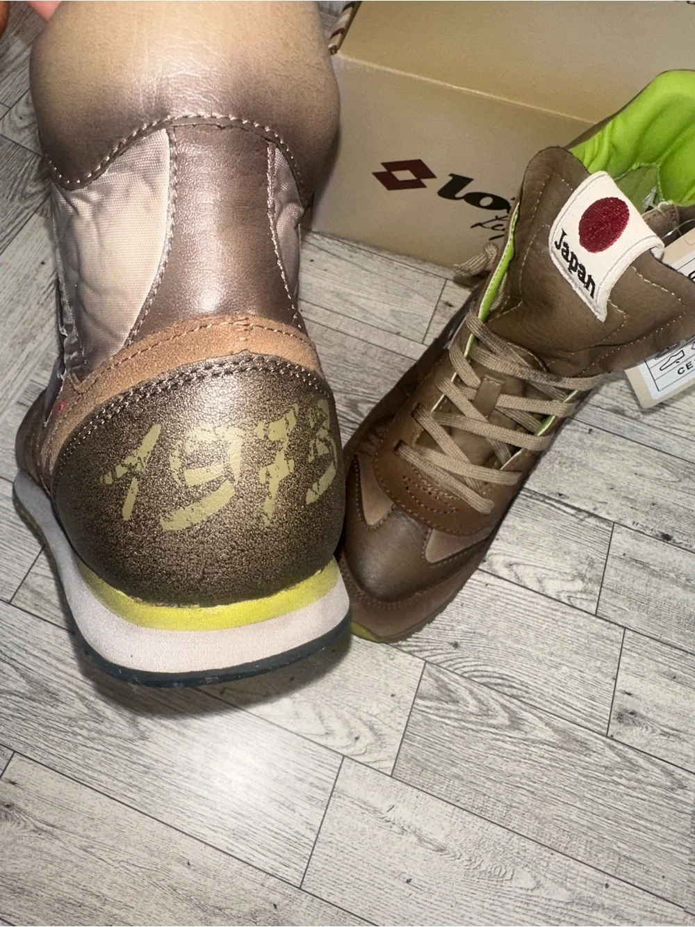 Lotto Leggenda Tokyo NY Mid Sneakers Women’s 7 EU 38 Brown Lime NEW w/ Box